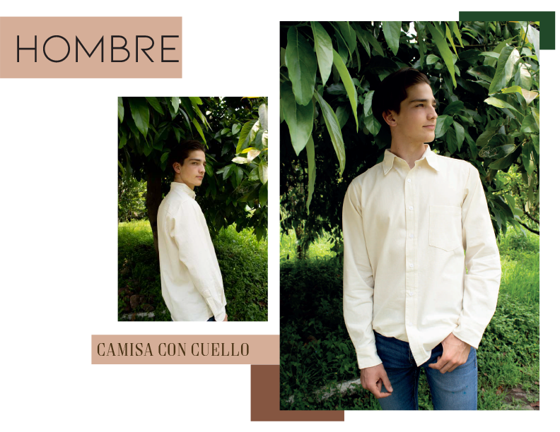 Camisa de manta cuello sport con botones hombre – algodón 100% natural – TZIN - Imagen 2